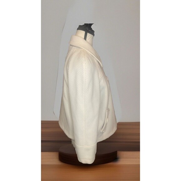 Women’s Maurices CREAM Waffle Short Lined Pea Coat XL Large Buttons Pockets NWOT - Picture 5 of 11